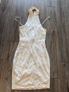 Lulu's White One-Shoulder Halter Bodycon Dress
